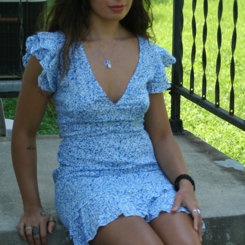 Blue Floral Dress NWT